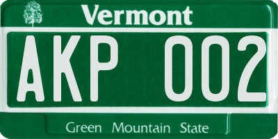 VT license plate AKP002