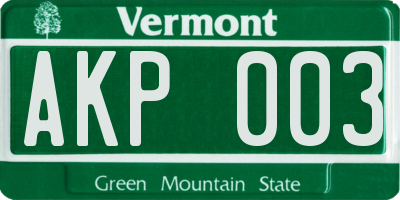 VT license plate AKP003