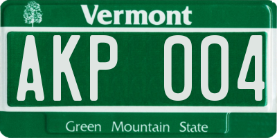 VT license plate AKP004