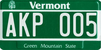 VT license plate AKP005