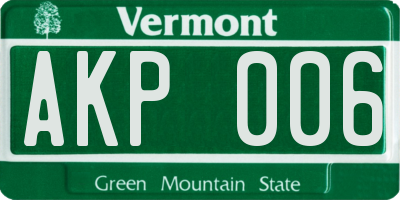 VT license plate AKP006