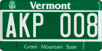 VT license plate AKP008