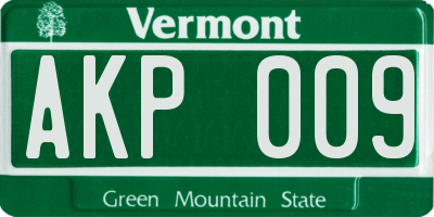VT license plate AKP009