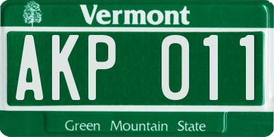 VT license plate AKP011