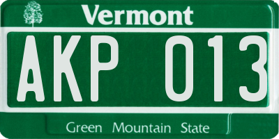 VT license plate AKP013
