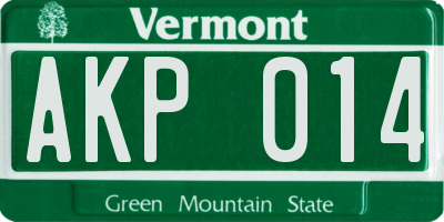 VT license plate AKP014