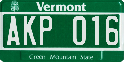 VT license plate AKP016