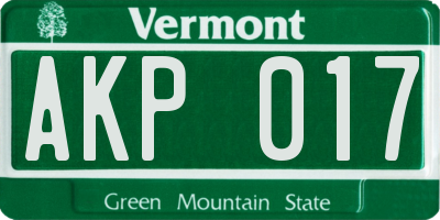 VT license plate AKP017