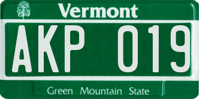 VT license plate AKP019