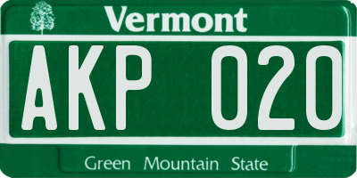 VT license plate AKP020