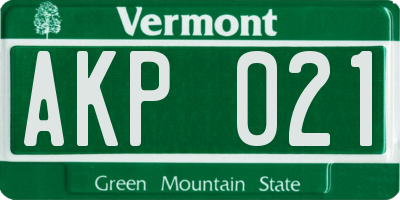 VT license plate AKP021