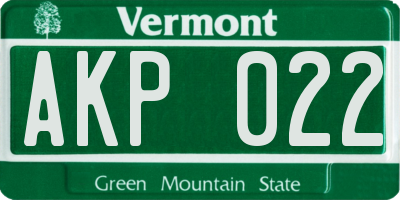 VT license plate AKP022