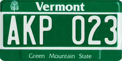 VT license plate AKP023