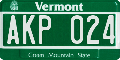 VT license plate AKP024