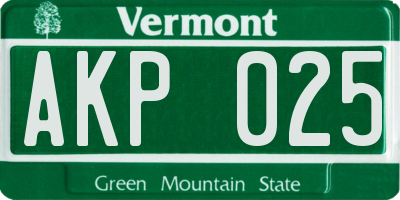 VT license plate AKP025