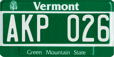 VT license plate AKP026