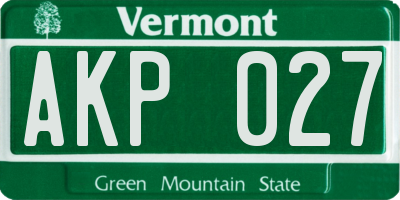 VT license plate AKP027