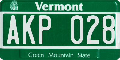 VT license plate AKP028