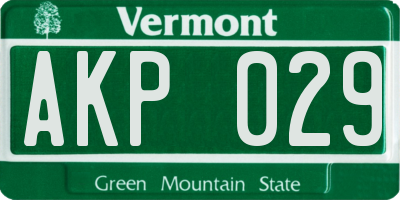 VT license plate AKP029