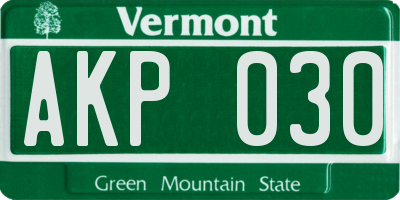 VT license plate AKP030
