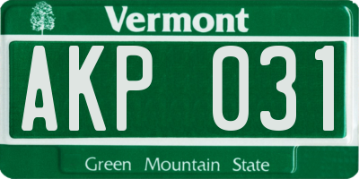 VT license plate AKP031