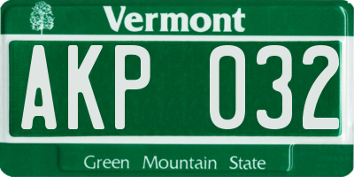 VT license plate AKP032