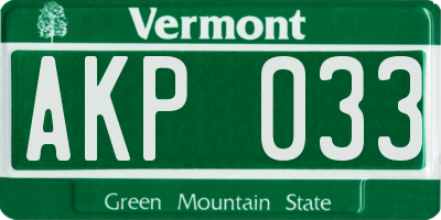 VT license plate AKP033