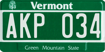 VT license plate AKP034