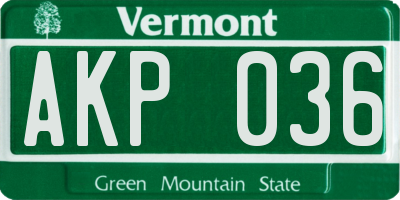 VT license plate AKP036