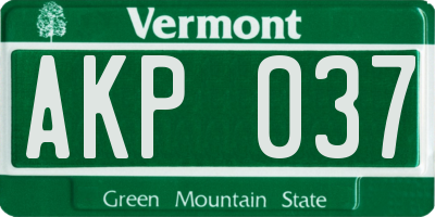 VT license plate AKP037
