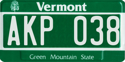 VT license plate AKP038