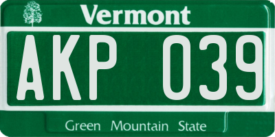 VT license plate AKP039
