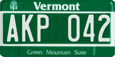 VT license plate AKP042