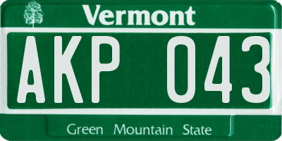 VT license plate AKP043