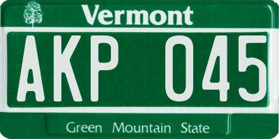 VT license plate AKP045