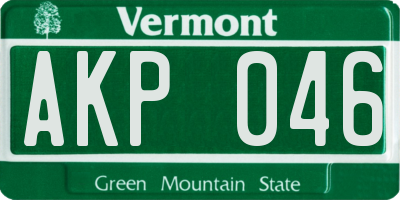 VT license plate AKP046