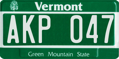 VT license plate AKP047