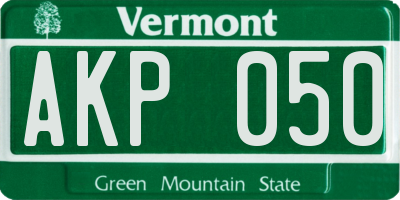 VT license plate AKP050