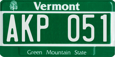 VT license plate AKP051