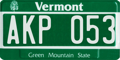 VT license plate AKP053