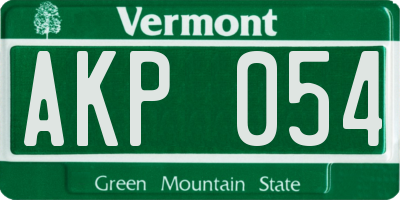 VT license plate AKP054