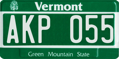 VT license plate AKP055