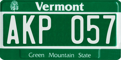VT license plate AKP057