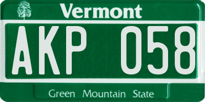 VT license plate AKP058