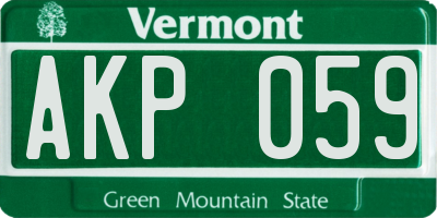 VT license plate AKP059