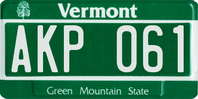 VT license plate AKP061
