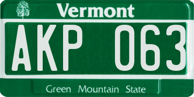 VT license plate AKP063