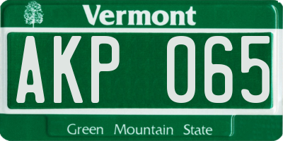 VT license plate AKP065