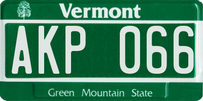 VT license plate AKP066