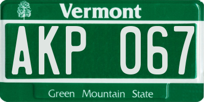 VT license plate AKP067